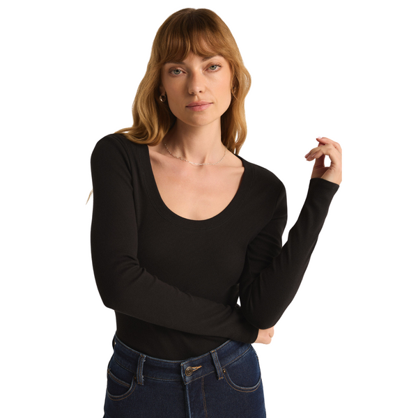 Sirena Rib Long Sleeve Tee Black