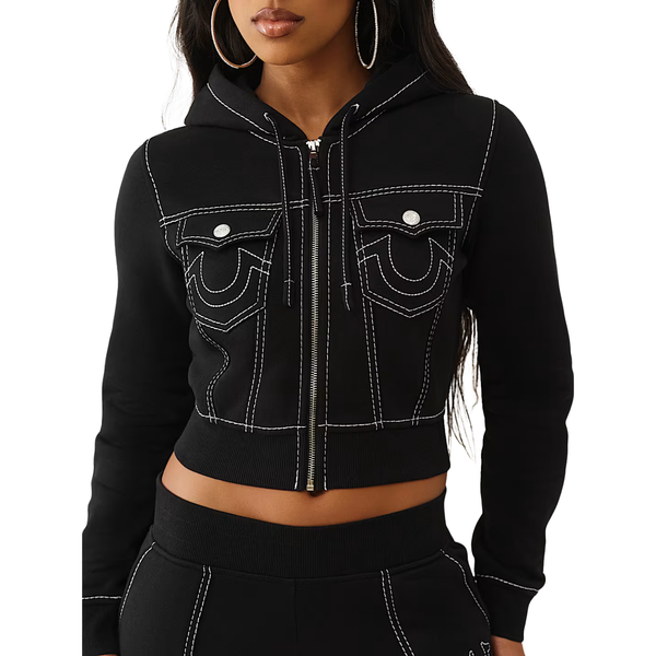 Big T Shrunken Zip Hoodie Black