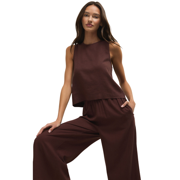 Sloane Linen Top Chocolate Cherry