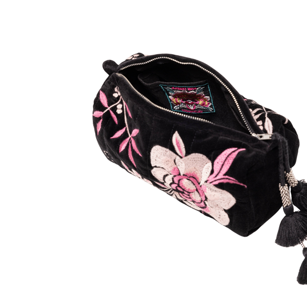 Velvet Quilted Makeup Bag