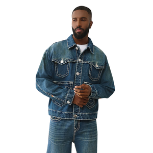 Drop Shoulder Utility Denim Jacket
