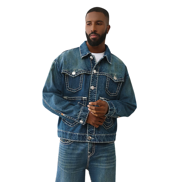 Drop Shoulder Utility Denim Jacket