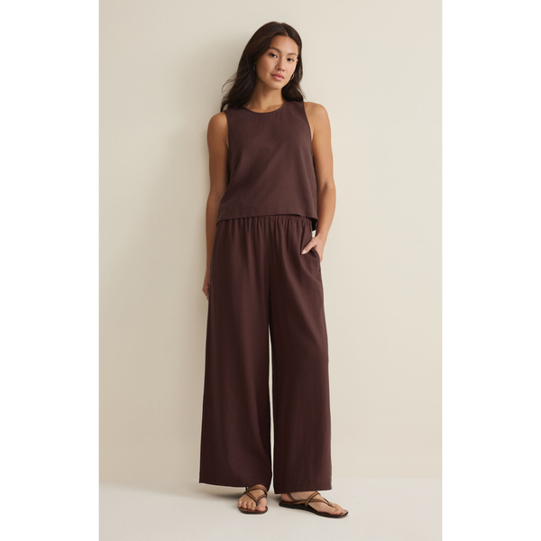 Sloane Linen Top Chocolate Cherry