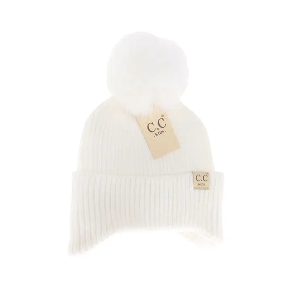 Kid's C.C Double Pom Ear Flap Beanie