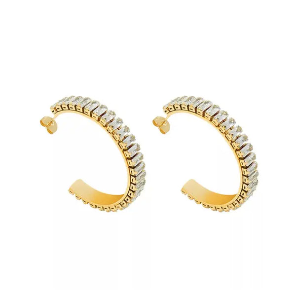 Black Tie Affair Baguette Crystal Hoops