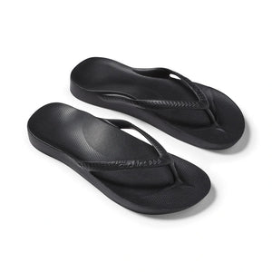 Black Arch Support Flip Flops Men