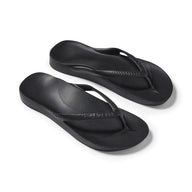 Women's Black Arch Support Flip Flops - 11