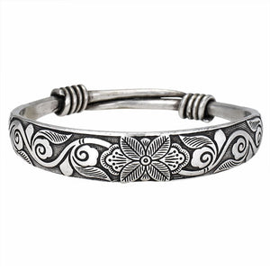 Etched Floral Muntz Metal Bangle