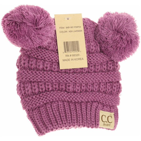 Baby Double Pom Solid CC Beanie