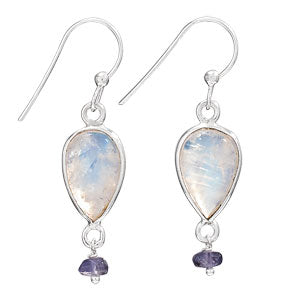 Teardrop Moonstone Iolite Bead Earrings