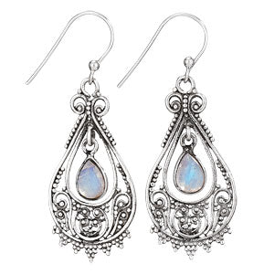 Granulated Earrings Moonstone Drop