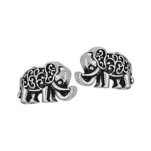 Lucky Elephant Scroll Stud Earrings