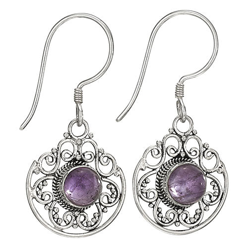 Round Amethyst Cabernet Earrings