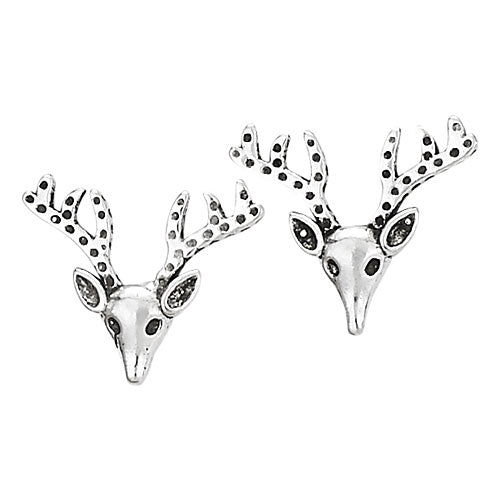 Detailed Deer Head Stud Earrings