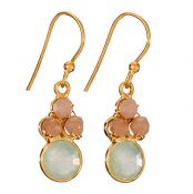 GOLD PLTD 3 PEACH MOON/PREHNIT EAR