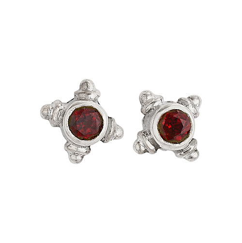 Garnet 4 Points Stud Earrings