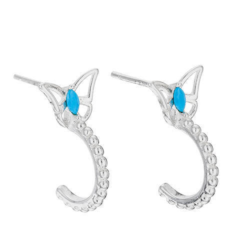 Butterfly Hoop Turquoise Stud Earrings