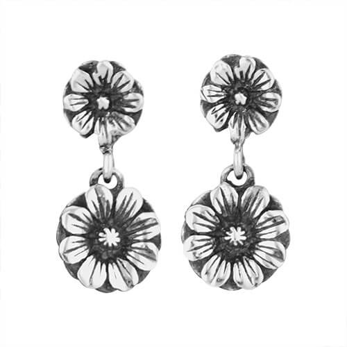 Double Sunflower Dangle Earrings
