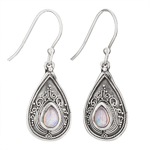 Moonstone Granulated Earrings