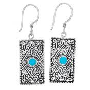 SCROLLING RECTANGLE TURQ EARRINGS