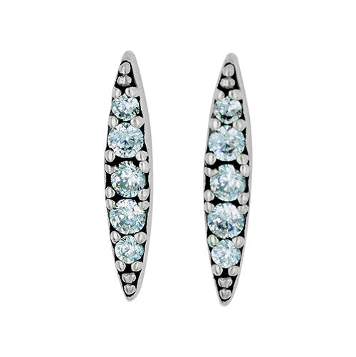 Blue CZ Pod Stud Earrings