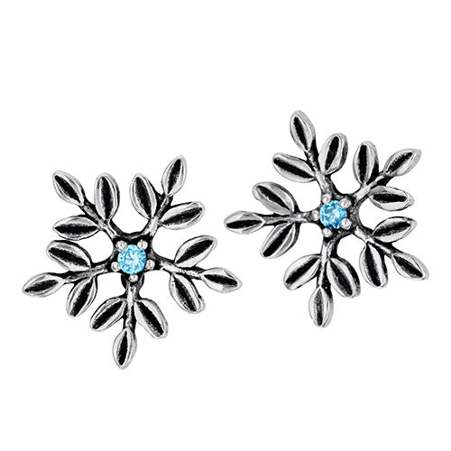 Blue CZ Snowflake Earrings