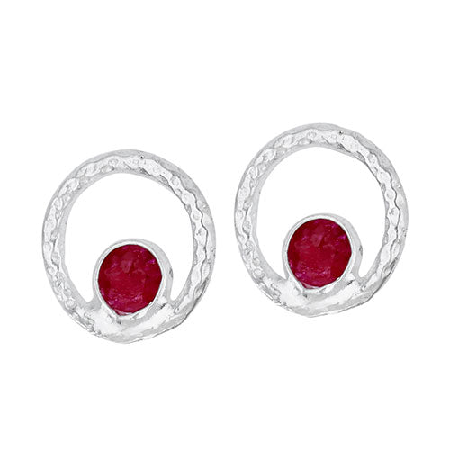 Ruby Textured Circle Stud Earrings