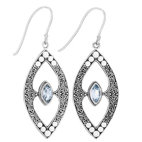 Open Elipse Blue Topaz Earrings