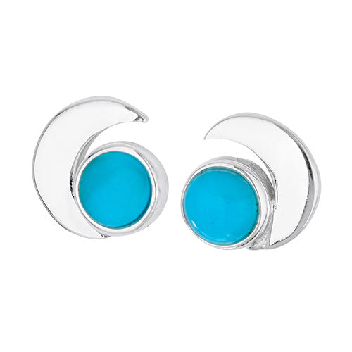Crescent Moon Turquoise Stud Earrings