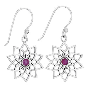 Open Flower Ruby Earrings
