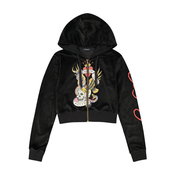 NYC Skull Velour Zip Hoodie