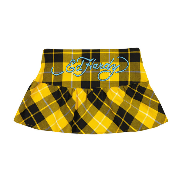 True Eagle Plaid Flare Mini Skirt