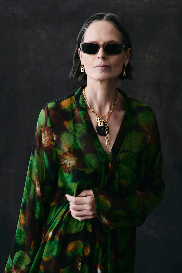 Double Lock Charm Necklace Gold