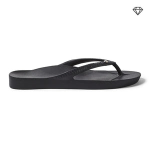 Crystal Black Arch Support Flip Flops