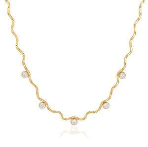 Wavy Chain and Crystal Necklace