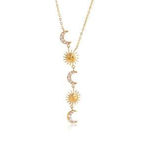 Alignment Sun and Moon Crystal Lariat Y Necklace
