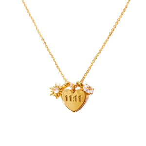 11:11 Engraved Heart Charm Necklace
