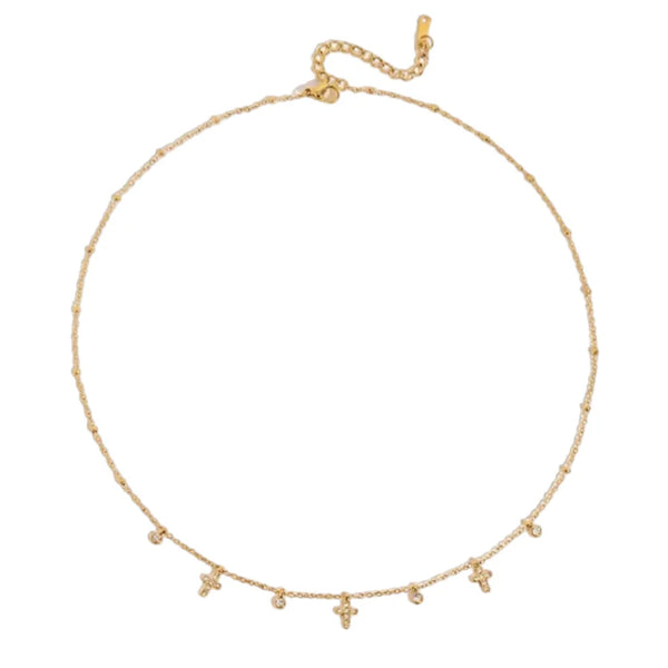 Dainty Crystal Cross Shaker Necklace