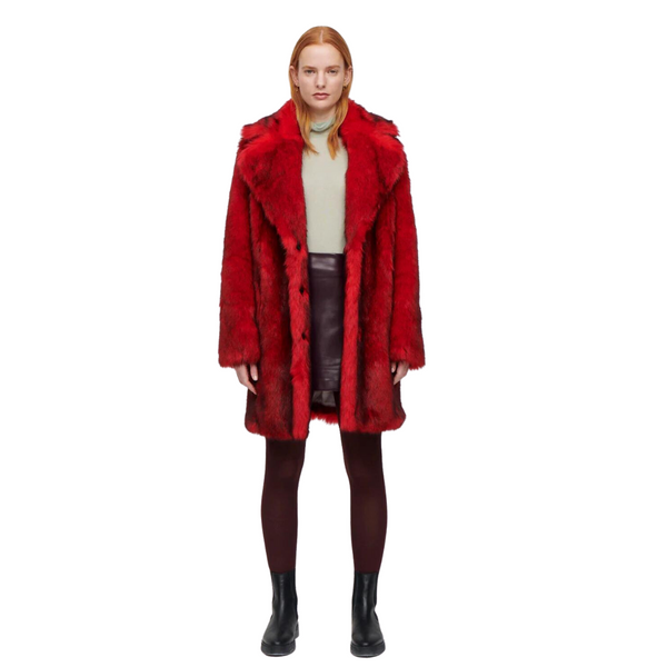 Heather Fox Fur Coat Red