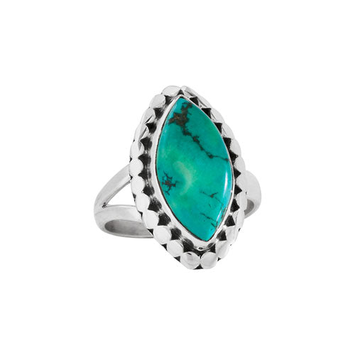 Flat Ball Framed Turquoise Ring