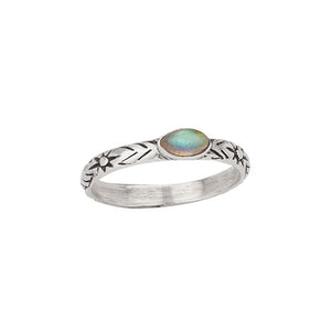 Thin Carved Labradorite Band Ring