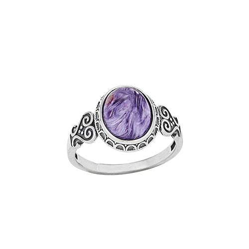 Charoite Fancy Bezel Ring