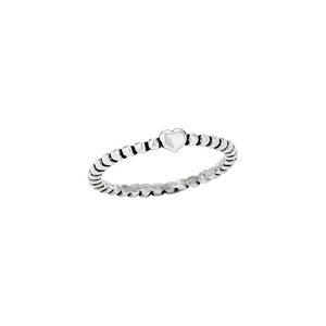 Small Heart With Circle Bead Ring