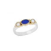Lapis Center/Prl Sides Prong Ring