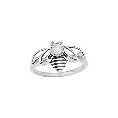 Open Wing Pearl Bee Ring