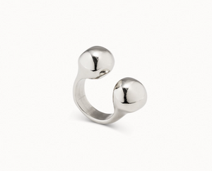 Open ring with two beads (SILVER)