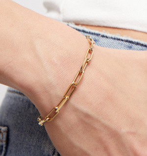 Rectangular link chain bracelet (GOLD)