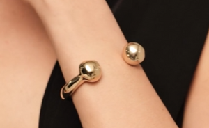 Bangle bracelet with double ball (GOLD)