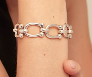 Medium oval link chain bracelet (SILVER)