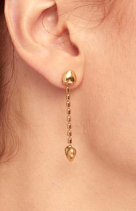 Drop earrings with small hearts (GOLD)